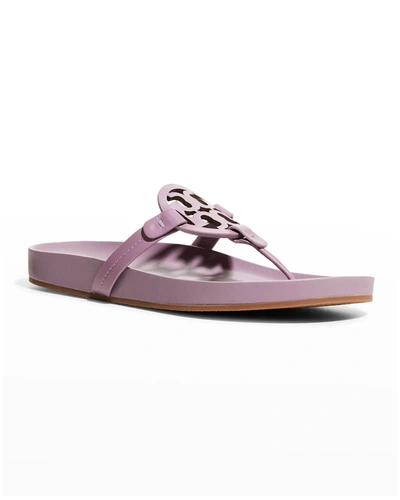Shop Tory Burch Miller Cloud Leather Thong Sandals In Lilac