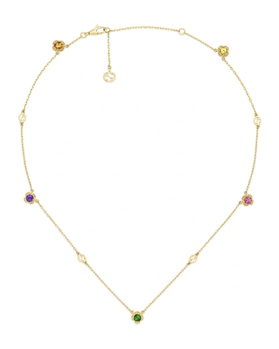 Shop Gucci Interlocking-g And Gemstone Necklace In Yg