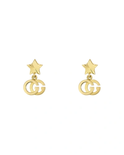 Shop Gucci 18k Yellow Gold Running G Star Earrings In Yg