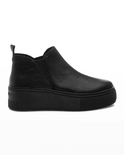 Shop Jslides Mika Leather Slip-on Mid Sneakers In Black Distressed