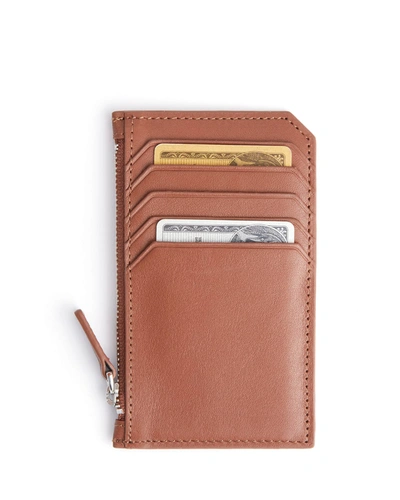 Shop Royce New York Zippered Credit Card Case In Tan
