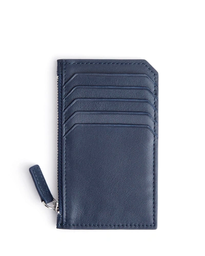 Shop Royce New York Zippered Credit Card Case In Navy Blue