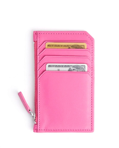 Shop Royce New York Zippered Credit Card Case In Bright Pink