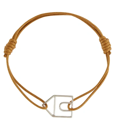 Shop Aliita Casita Pura 9kt White Gold Charm Cord Bracelet In White Gold/cognac