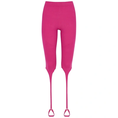 Shop Jacquemus Le Collant Alba Pink Rib-knit Stirrup Leggings