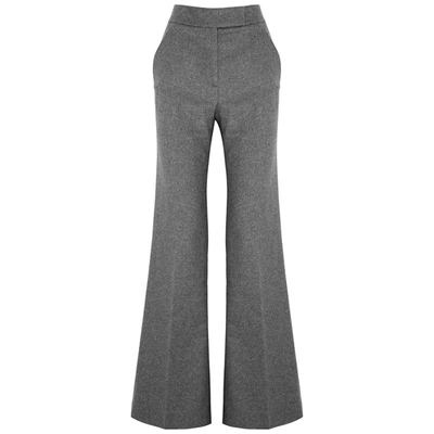 Shop Veronica Beard Lebone Grey Flared-leg Wool-blend Trousers