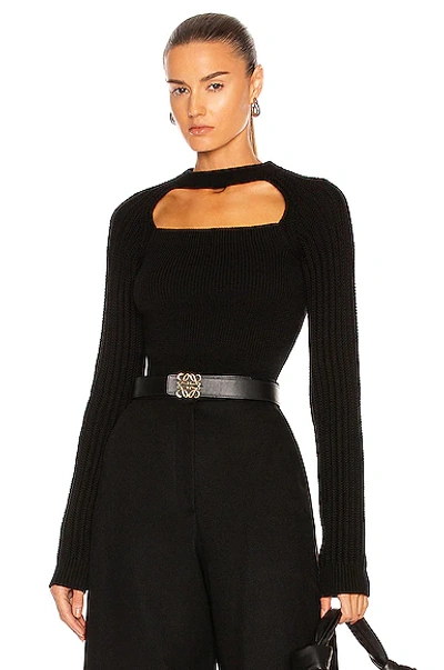 Shop Loewe Cut Out Cropped Sweater In Black