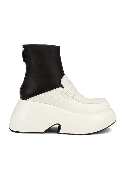 Shop Loewe Wedge Loafer Boot In Soft White & Black