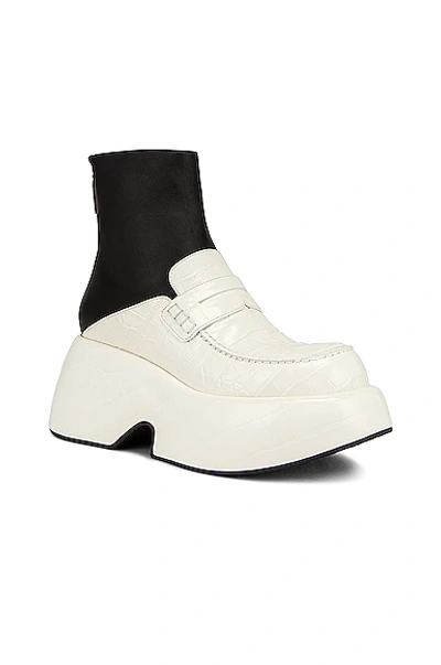 Shop Loewe Wedge Loafer Boot In Soft White & Black