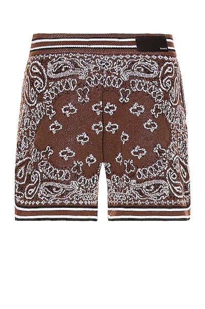 Shop Amiri Bandana B-ball Shorts In Dark Brown