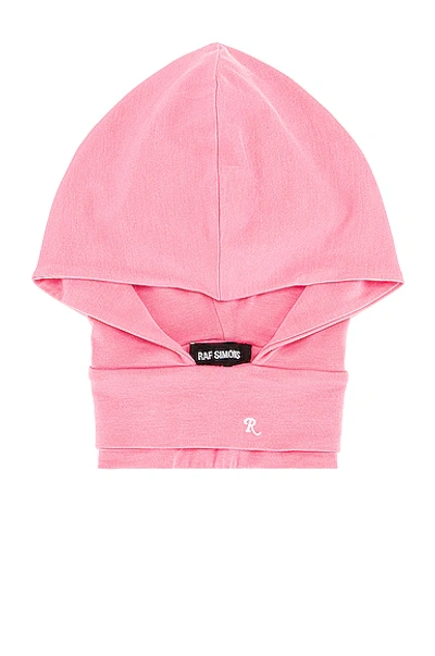 Shop Raf Simons Neckpiece Hoodie In Pink & White