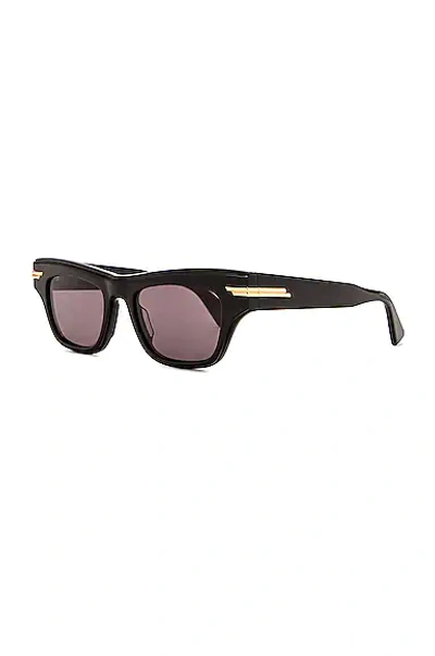 Shop Bottega Veneta Original Rectangular Sunglasses In Shiny Black
