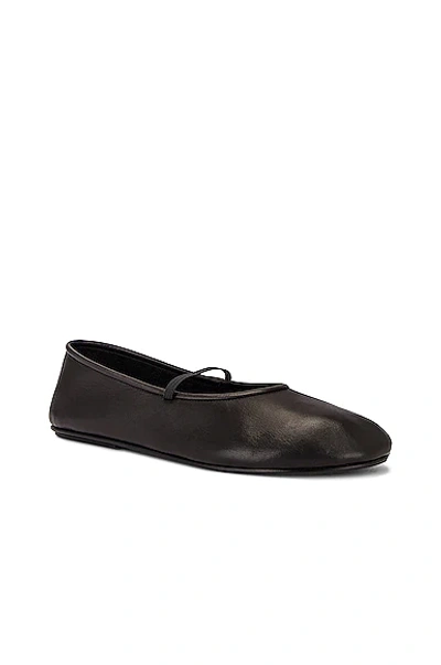 The Row Elastic Ballet Black Nappa Slippers In Black