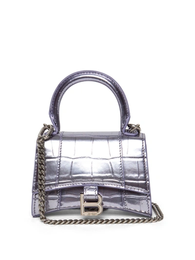 Hourglass leather mini bag Balenciaga Silver in Leather - 36515529