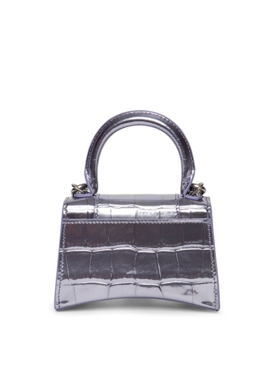 Shop Balenciaga Nano Croc-embossed Hourglass Bag Lilac