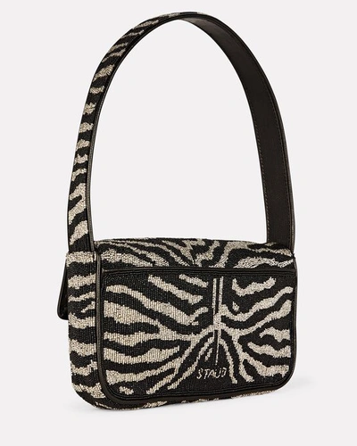 Shop Staud Tommy Beaded Shoulder Bag In Blk/wht