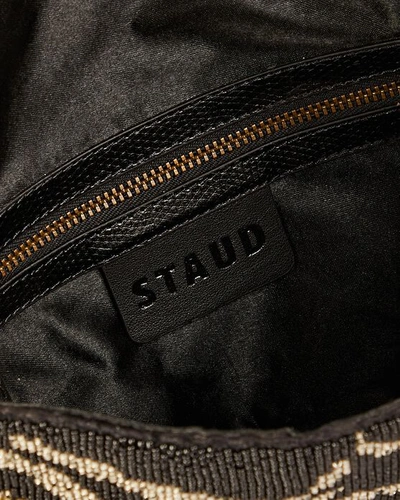 Shop Staud Tommy Beaded Shoulder Bag In Blk/wht