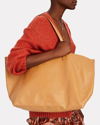 Shop Mansur Gavriel Oversized Leather Tote Bag In Brown