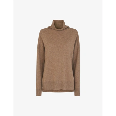 Shop Whistles Womens Brown Roll-neck Cashmere Jumper