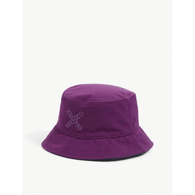 Shop Kenzo Men's Purple Logo-print Reversible Shell Bucket Hat