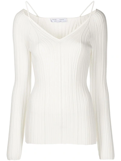 Shop Proenza Schouler White Label V-neck Ribbed-knit Top In White