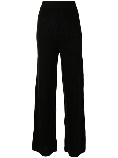 Shop Izaak Azanei Fine Knit Flared Trousers In Black