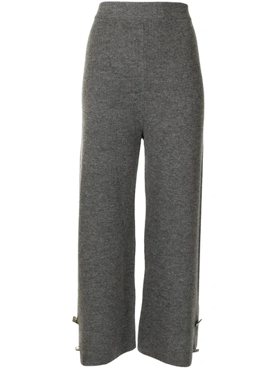 Shop Izaak Azanei Cropped Ribbed-knit Culottes In Grey