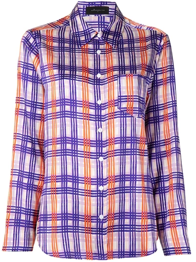 Shop Jessica Russell Flint Plaid Check-print Pajama Top In Purple