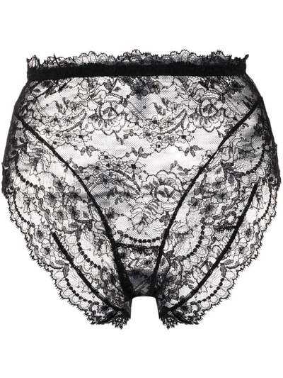 Shop Dolce & Gabbana High-waisted Chantilly-lace Briefs In Black