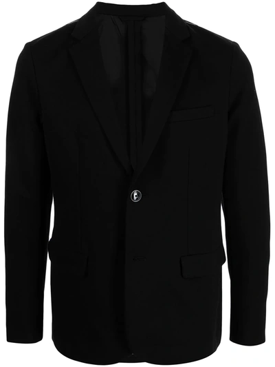 Shop Emporio Armani Stretch Single Breasted Blazer In Black