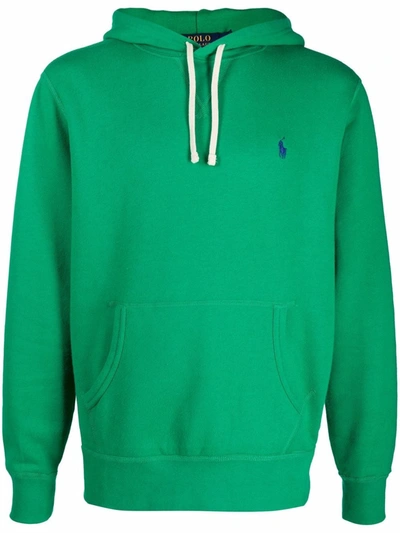 Shop Polo Ralph Lauren Embroidered-logo Pullover Hoodie In Green