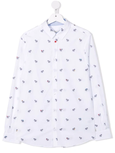 Shop Paul Smith Junior Teen Zebra-embroidered Shirt In White