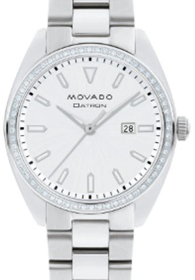 Shop Movado Heritage Quartz Diamond Silvery White Dial Ladies Watch 3650069