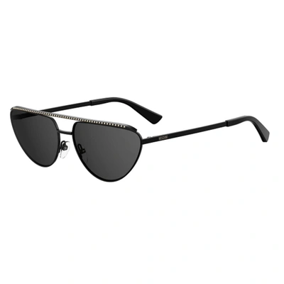 Shop Moschino Ladies Black Round Sunglasses Mos057/g/s0807ir60