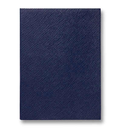 Shop Smythson Leather Soho A5 Notebook In Blue
