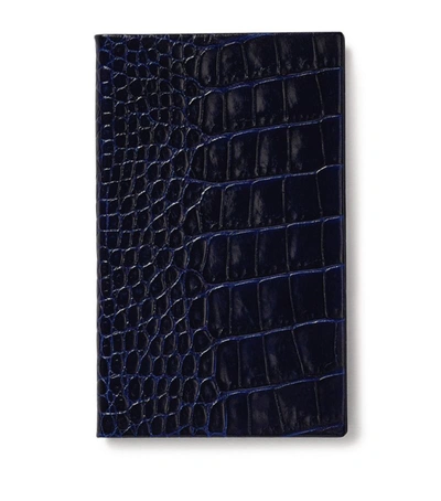 Shop Smythson Leather Panama Notebook In Blue