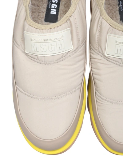 Msgm Platform Logo Patch Sneakers In Beige