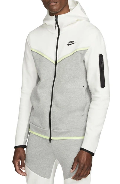 Shop Nike Sportswear Tech Fleece Zip Hoodie In Dark Grey/ Lemon / Black
