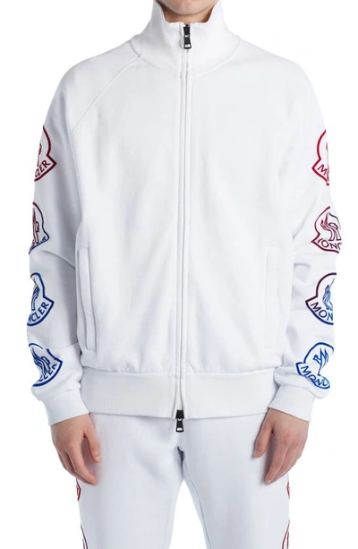 Shop Moncler Ombré Logo Cotton Track Jacket In White