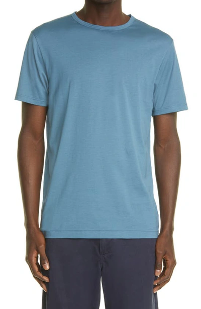 Shop Sunspel Solid Crewneck T-shirt In Airforce