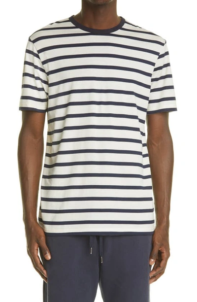 Shop Sunspel Breton Stripe T-shirt In Ecru/ Navy Breton Stripe