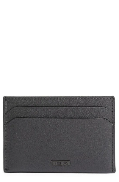 Shop Tumi Leather Money Clip Card Case In Grey Texture