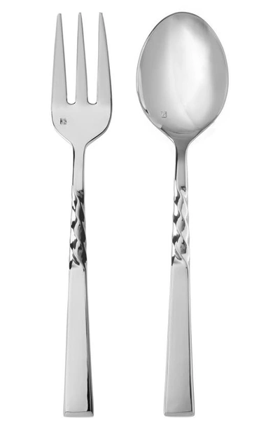 Shop Fortessa Wrought 2-piece Serving Set In Silver
