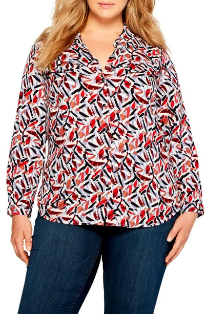 Shop Nic + Zoe Petal Sprinkle Button-down Shirt In Red Multi