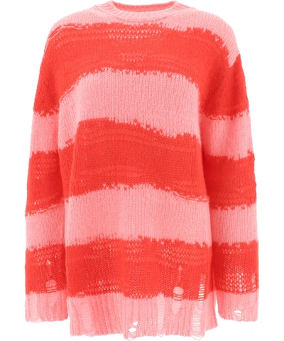 Shop Acne Studios Striped Sweater In Red