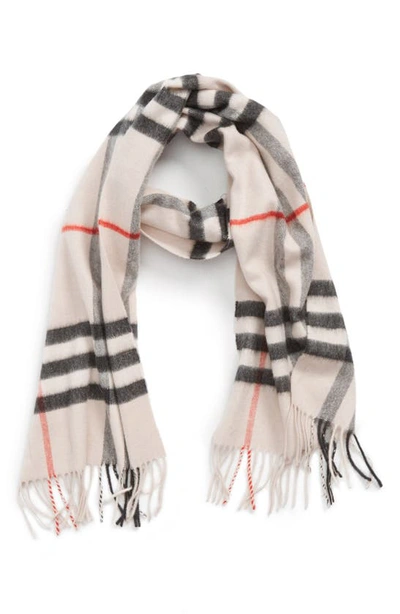 Shop Burberry Giant Icon Check Cashmere Scarf In Stone Check