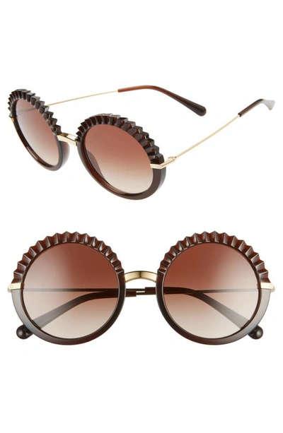 Shop Dolce & Gabbana Plisse 52mm Round Sunglasses In Transparent Brown/ Gradient