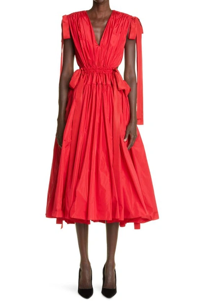 Shop Alexander Mcqueen Taffeta Fit & Flare Dress In Red