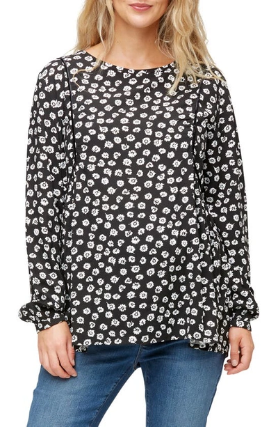 Shop Nom Maternity Stella Long Sleeve Maternity Top In Ditsy Print