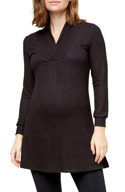 Shop Nom Maternity Luna Maternity/nursing Sweater In Black Hacci